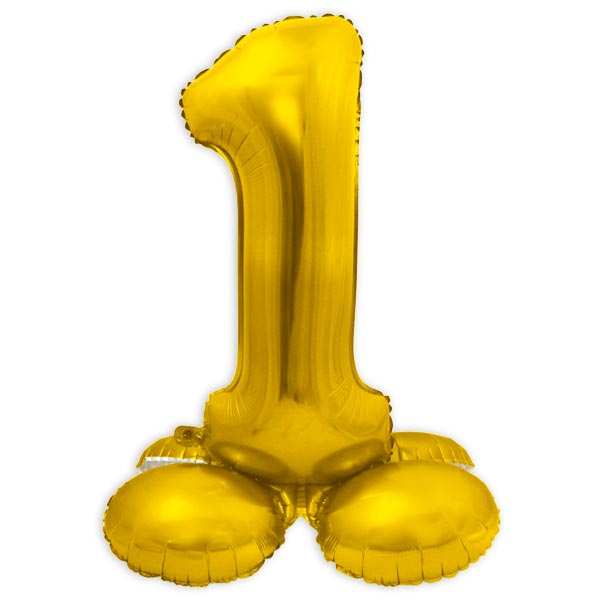 Folienballon Zahl 1 zum Aufstellen, gold, ca. 72cm hoch
