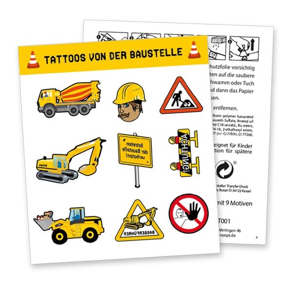 Baustelle Geschenkset, 7-tlg. mit Baggerauto, Sticker, Tattoos uvm.
