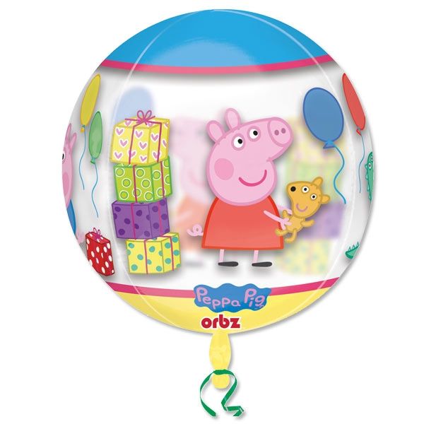 Ballongruß Peppa Wutz, XL Bubble-Ballon im Karton, Ø 40cm