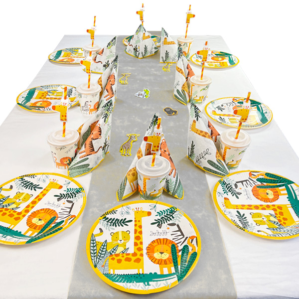 „Wilde Tiere“ Tischdeko Set bis 8 Gäste, 50-teilig