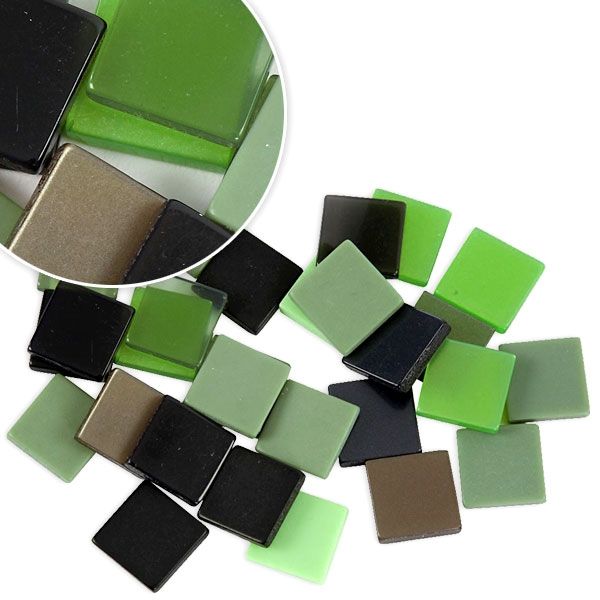 Mosaiksteine in Grüntönen, 25g, ca. 100 Mosaik-Quadrate aus Resin, 1cm