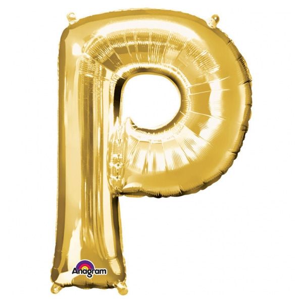 Folienballon Buchstabe "P" für goldene Namen in der Deko, 81cm