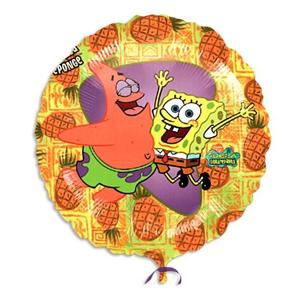 Folienballon rund mit Spongebob+Patrick, sehr witziges Design, 35 cm