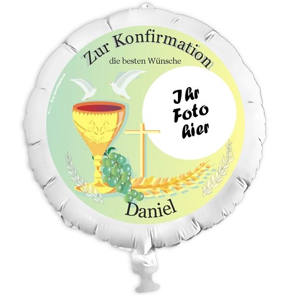 Folienballon rund Konfirmation person.43 cm, mit Foto