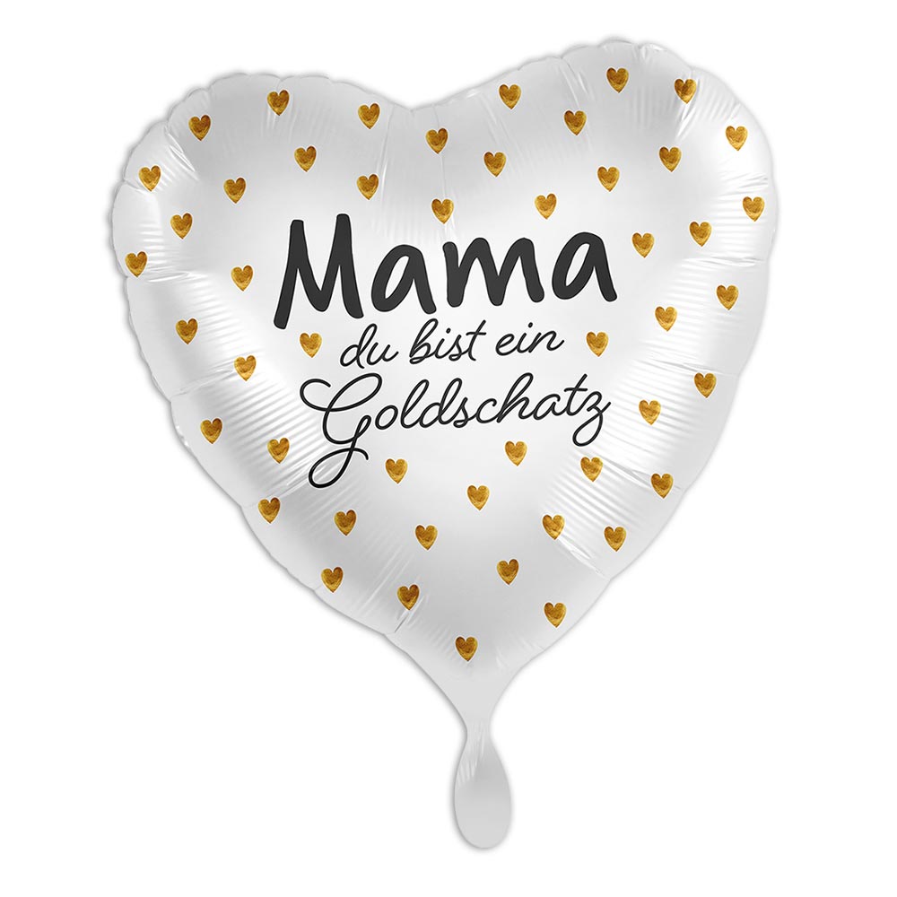 Ballongruß "Mama, du bist ein Goldschatz", Herz, 35cm x 33cm