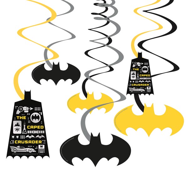 Deko-Spiralen "Batman" aus Pappe, 6er Pack, 60cm