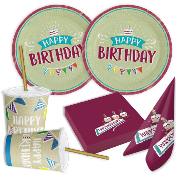 Basicset My Happy Birthday, 49-teilig, 8 Gäste