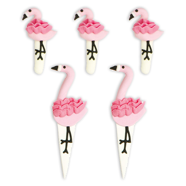 5 Flamingo Zuckerdekore, ca. 5-7cm