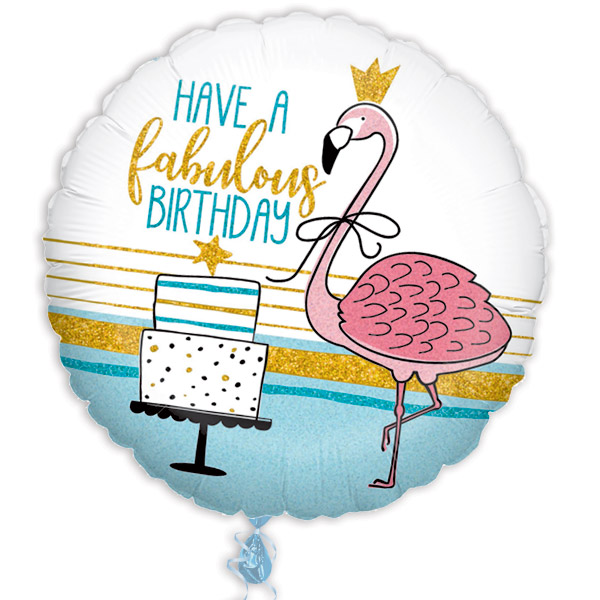 Folienballon Happy Birthday Flamingo, Ø 35cm