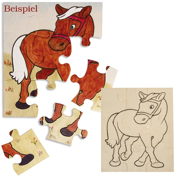 Holzpuzzle-Pferdchen 17,5 × 14,5 cm, Pferdepuzzle als Holzspielzeug, 1Stk.