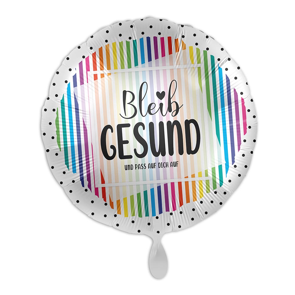 Heliumballon Genesung "Bleib Gesund", Folienballon rund Ø 34 cm