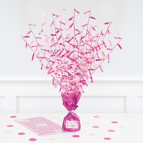 "Happy Birthday" Ballongewicht-Tischdeko, Pink +43 Sticker