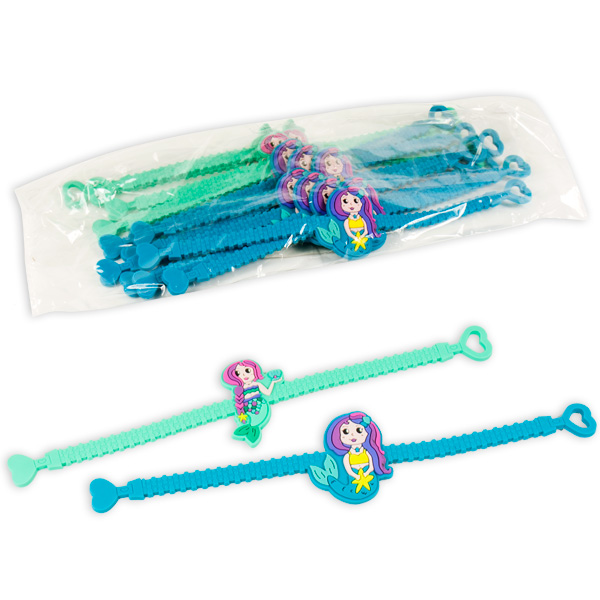 Meerjungfrau Armbänder im 12er Pack, Gummi, Mitgebsel Unterwasserparty