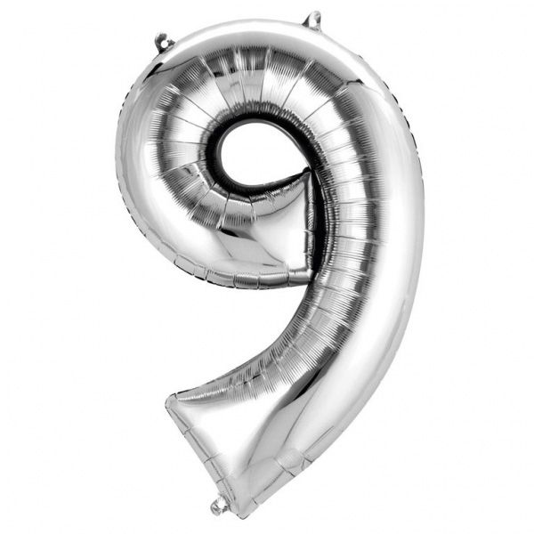 Folienballon Zahl "9" - Silber