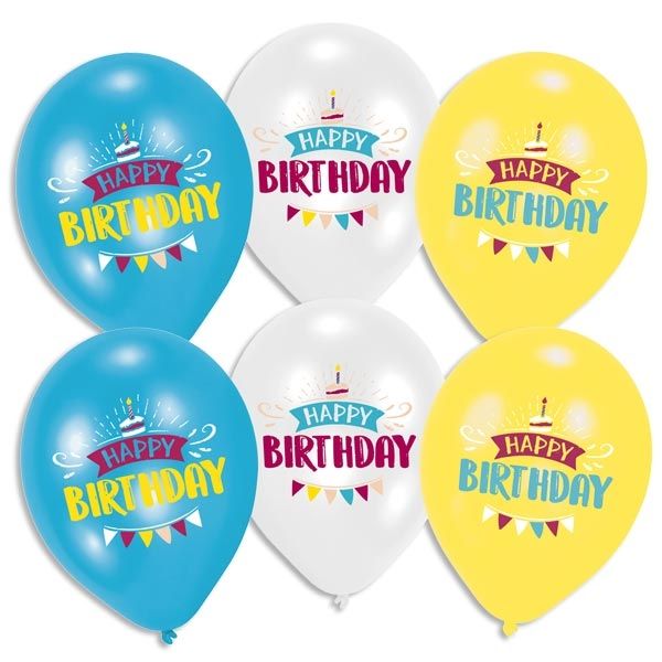 Latexballons My Happy Birthday,6er, 27,5cm