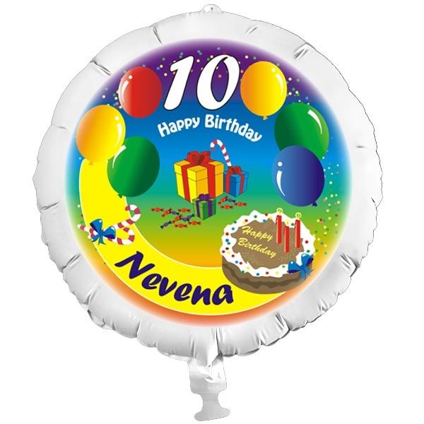 Bunter Folienballon HAPPY BIRTHDAY mit Geburtstagstorte, Luftballons +Vorname