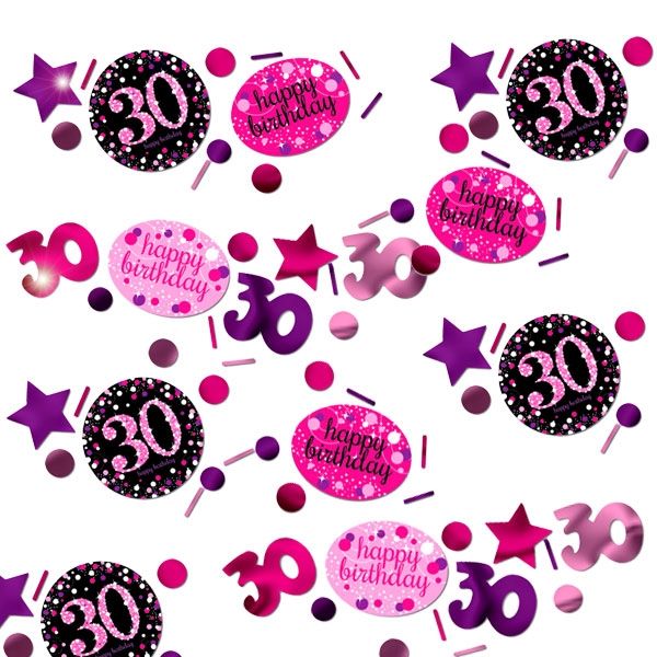 Konfetti 30. Geburtstag pink-schwarz, 34g,Metallic,Pappe