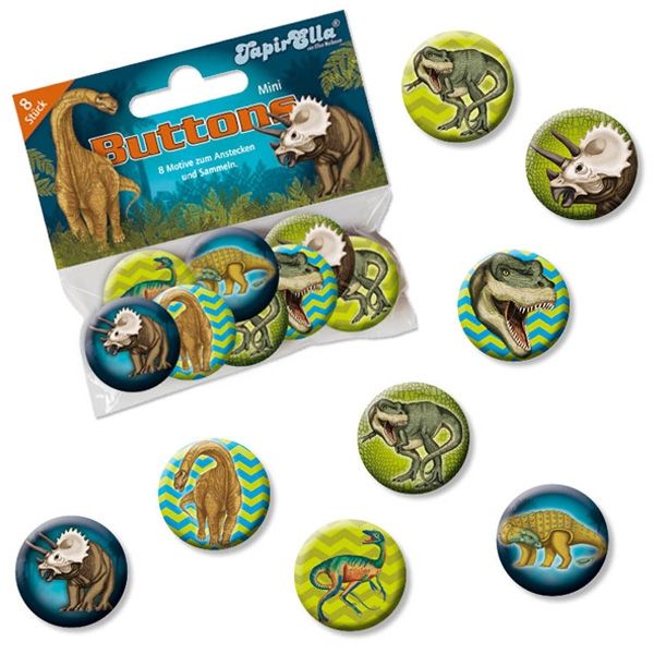 Dinosaurier Mini Buttons, 8 Stk
