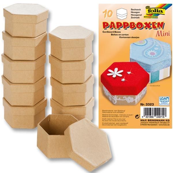 Pappboxen Mini 10er, 6eck, 7,5x6,5x4cm