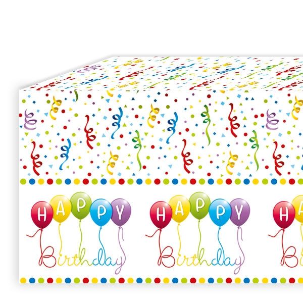 "Happy Birthday Luftschlangen" Tischdecke, Folie, 120x180cm