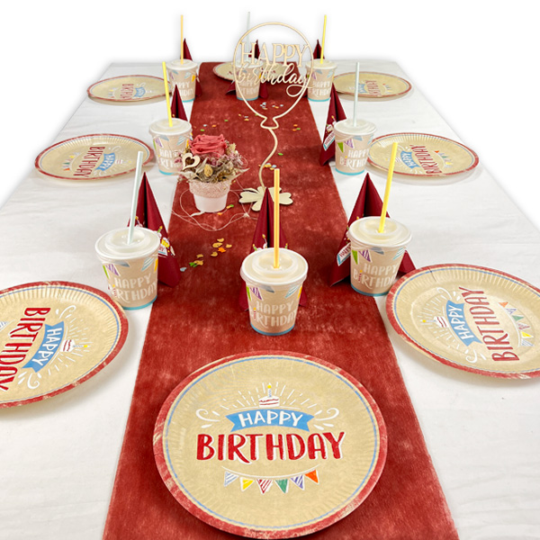My Happy Birthday Tischdeko Set bis 8 Gäste, 57-teilig