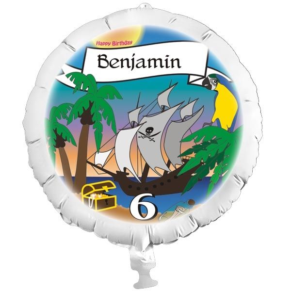 Piraten-Folienballon mit Piratenschiff, personalisierte Ballondeko Piratenparty