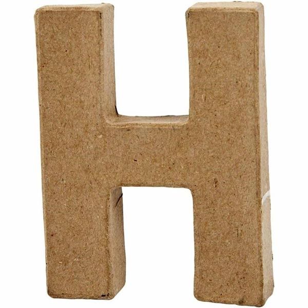 H Buchstabe, handgearbeitet aus Pappe, zum Bemalen/Bekleben, ca. 10 cm