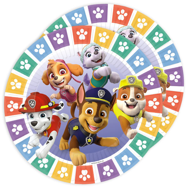 Partyteller "Paw Patrol", 8er, Ø 23cm, Geburtstagsteller für Hundefans