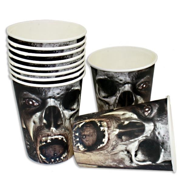 Zombie Becher im 10er Pack, 200ml, Partybecher für Halloweenfeiern