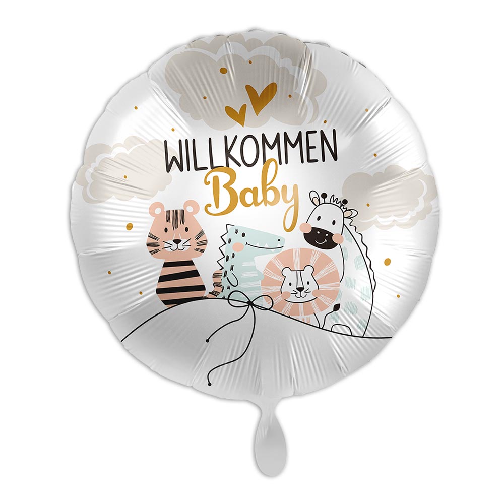 "Willkommen Baby", Motiv Little Friends, Heliumballon rund Ø 34 cm