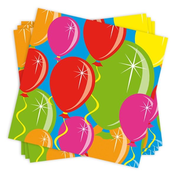 Geburtstagsparty Papierservietten für Ballonparty, 25x25 cm, 20er-Pack