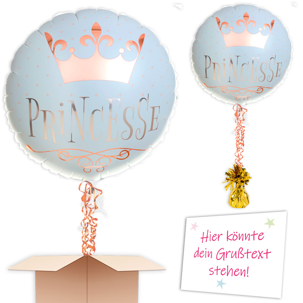 Schwebender Ballon "Prinzessin" zum Geburtstag verschicken, rosegold