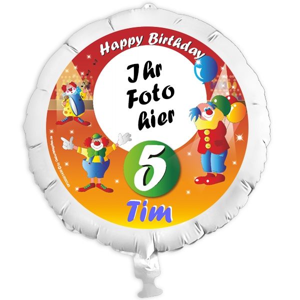 Geschenkballon mit Foto für Clownparty u. Kindergeburtstag +Name