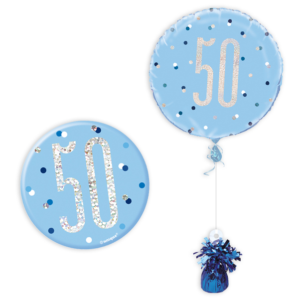 Dekoset zum 50. Geburtstag in blau