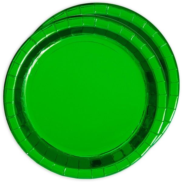 Teller, Grün Metallic, rund, 8 Stk, 21,9 cm