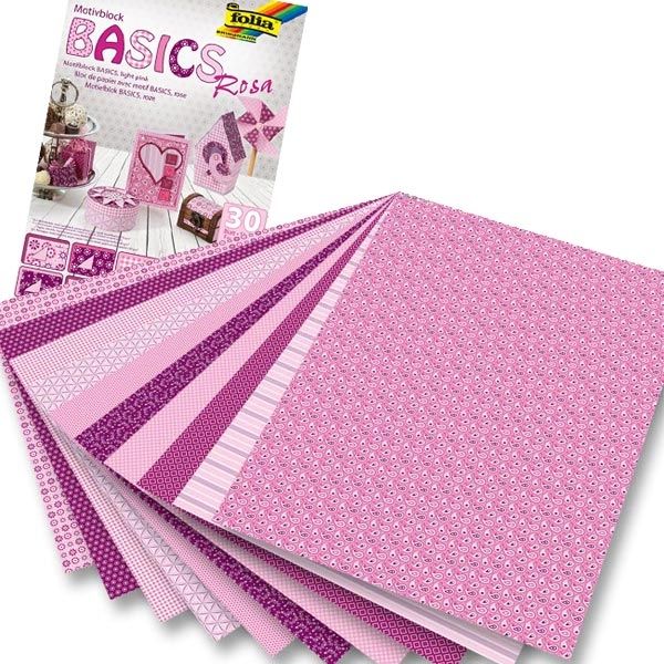 Motivblock Basics rosa, Motivkarton in verschiedenen Mustern, 24×34cm