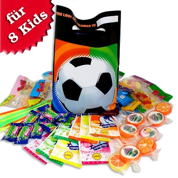 Mitgebseltüte Fußball, 8er + Süßigkeiten-Set