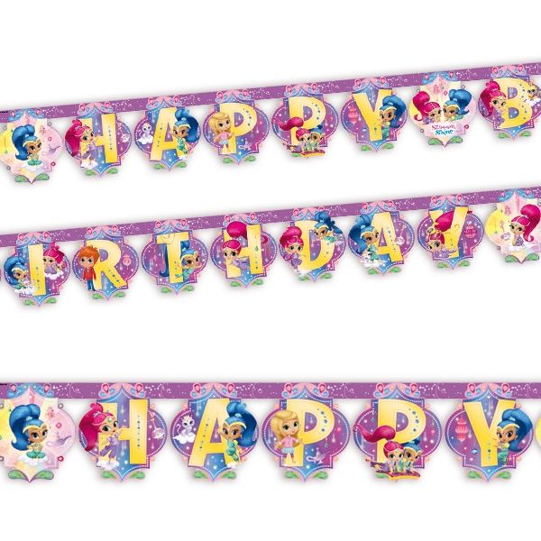 Shimmer & Shine Buchstabenkette mit Happy Birthday, 2 m Grußbanner