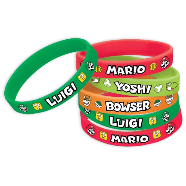 Super Mario Armbänder im 6er Pack, Ø 6cm
