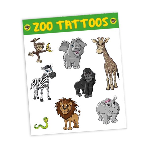 Tattoobogen "Zootiere" mit 8 Tattoos