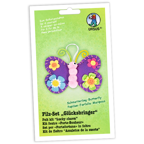 Glücksbringer Filz-Set, Schmetterling, 12cm