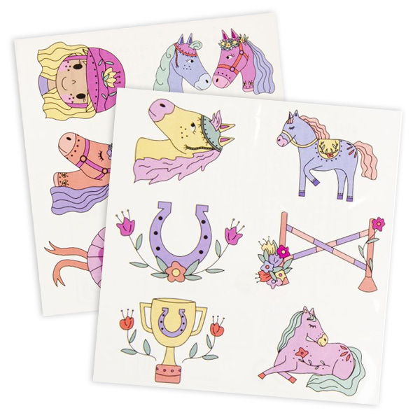 Tatookarte mit Pferdemotiven, 1 Karte mit 6 Tattoos, Kleingeschenk Kinder
