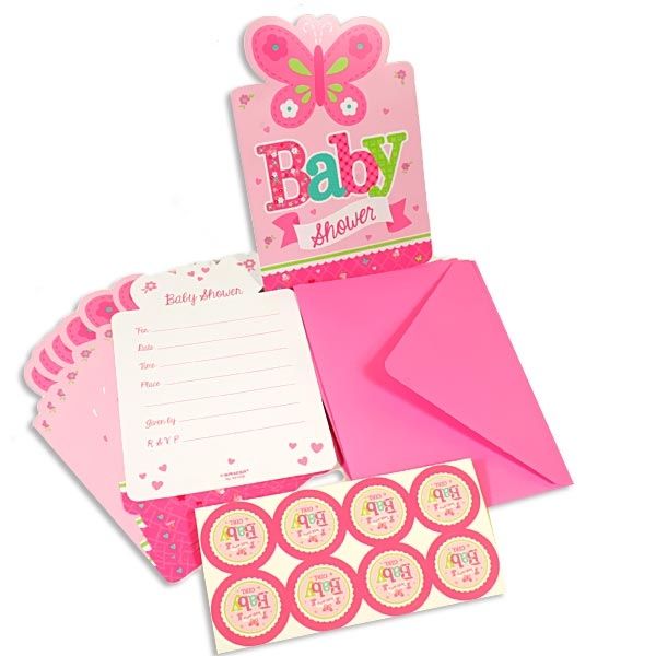 Welcome Baby Girl Einladungskarten, 8er Pack, plus Umschläge u. Sticker