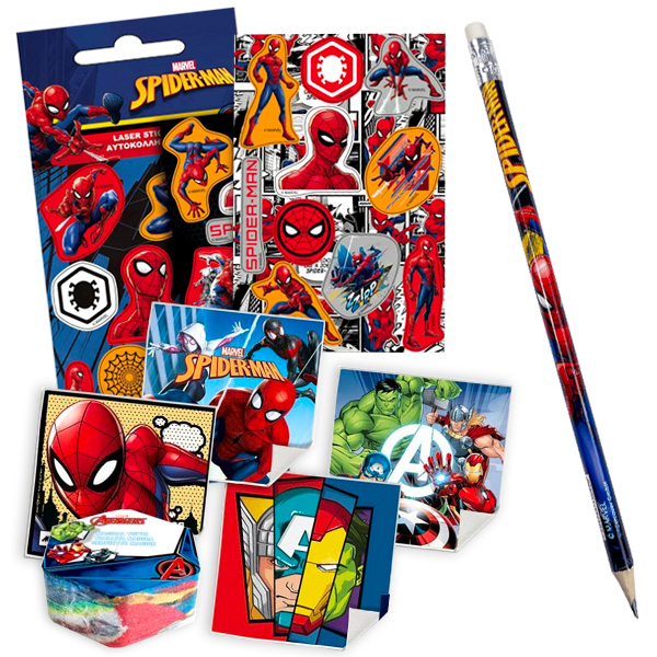 Spiderman Geschenkeset, Sticker, Bleistift und Zauberhandtuch, 3-teilig
