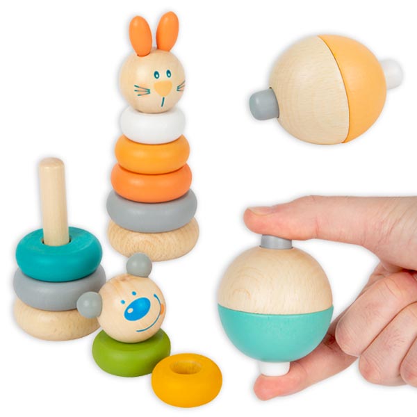 Baby Geschenkeset, 2-teilig, Holzspielzeug für Kinder