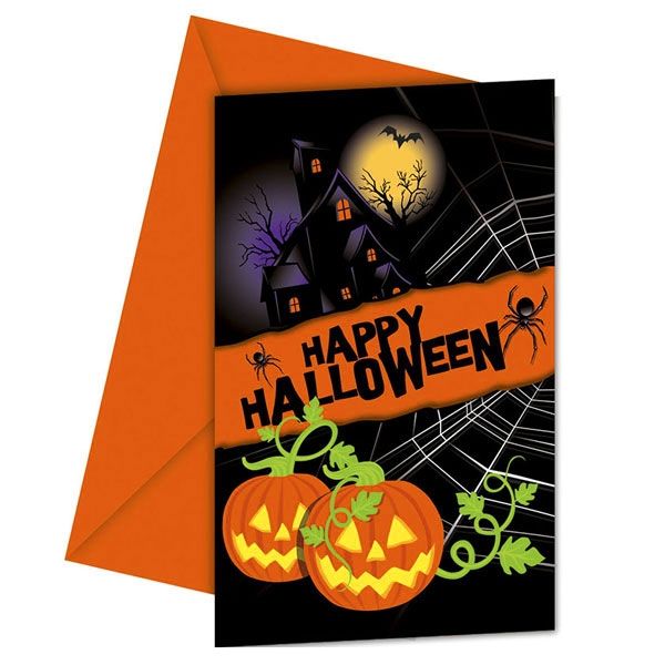 Halloween Einladungskarten im 6er Pack