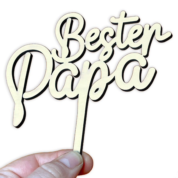 Bester Papa - Cake Topper aus Holz für Blumentopf Geschenk Dekoration