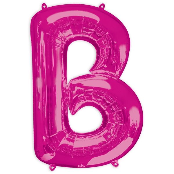 Folienballon Buchstabe "B" - Pink, mit Laschen zum Befestigen, 86 × 58cm