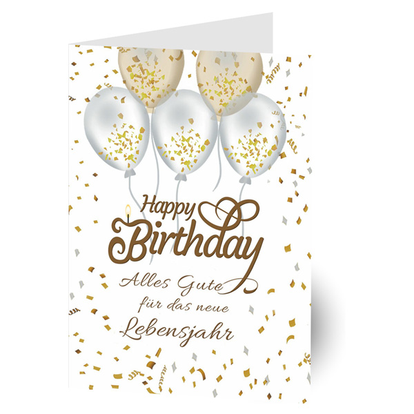 "Happy Birthday" Geburtstagskarte mit Ballonmotiv, inkl. Umschlag