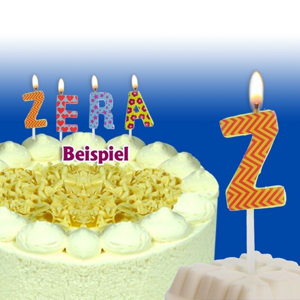 Mini Kerze Buchstabe Z, 2,5cm, zum Kombinieren für Namen auf der Torte